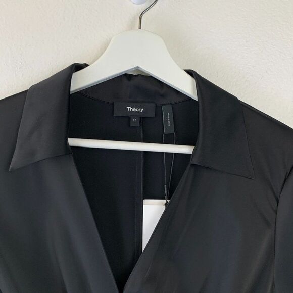 NWT Theory Ruched Shirt Satin Dress - Picture 9 of 13